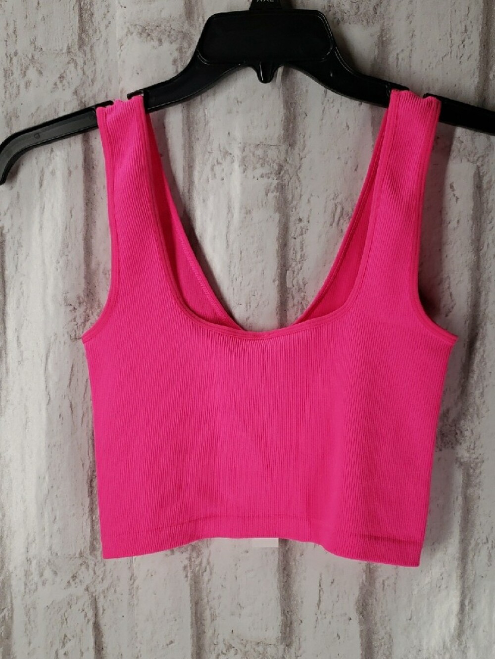 Hot Pink Ribbed Crop Tank - Picture 5 of 5